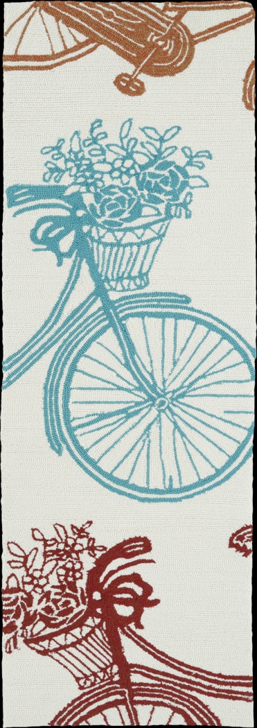 Bicycle Adventure Ivory 2' x 6' Indoor/Outdoor Rug - Thumbnail - Image 1