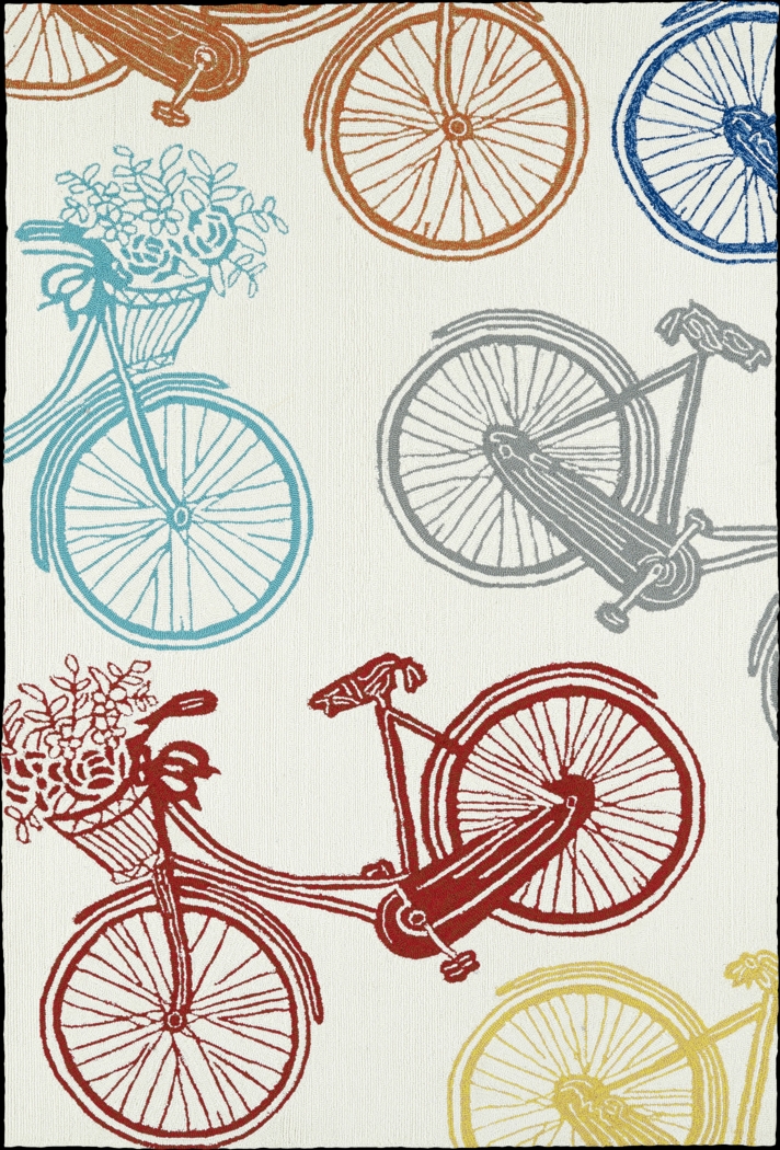 Bicycle Adventure Ivory 3' x 5' Indoor/Outdoor Rug - Thumbnail - Image 1