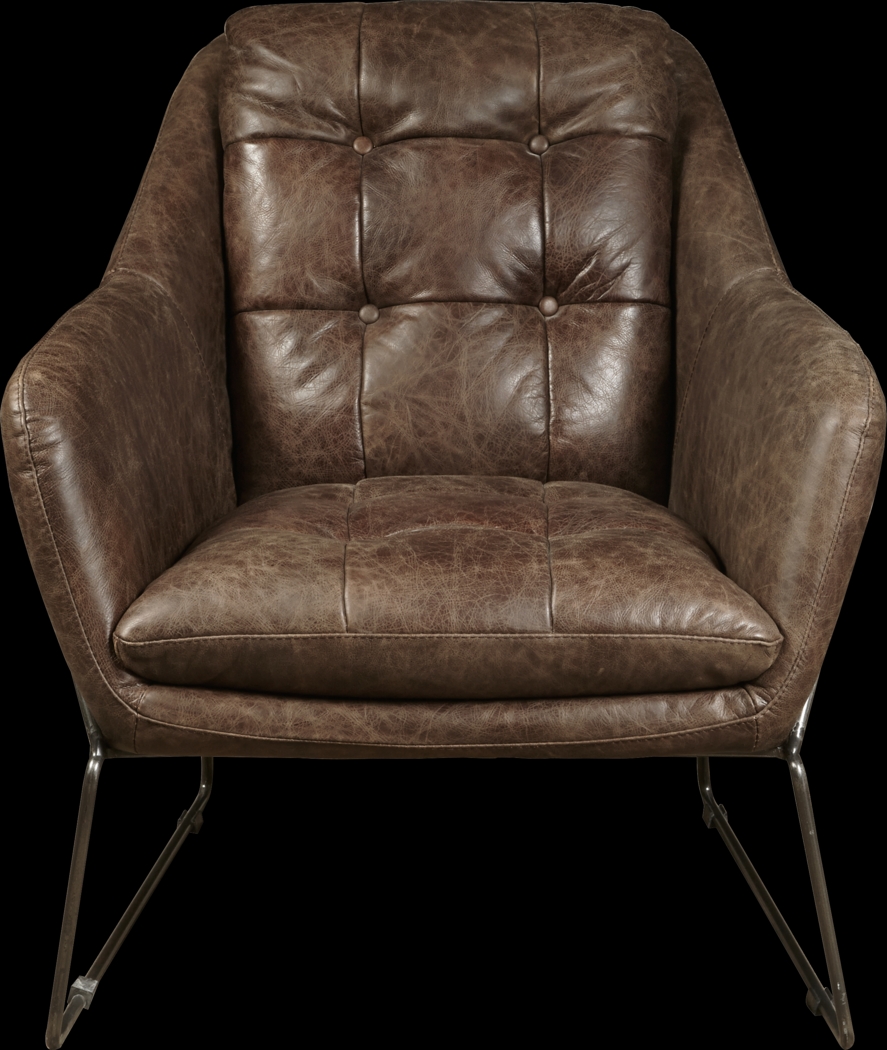 Bidwell Brown Leather Accent Chair - Thumbnail - Image 4