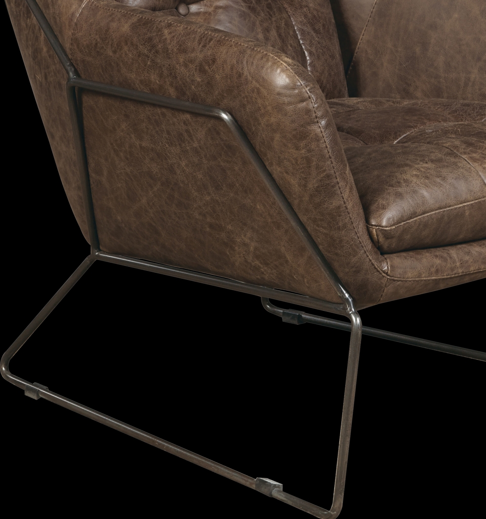 Bidwell Brown Leather Accent Chair - Thumbnail - Image 5