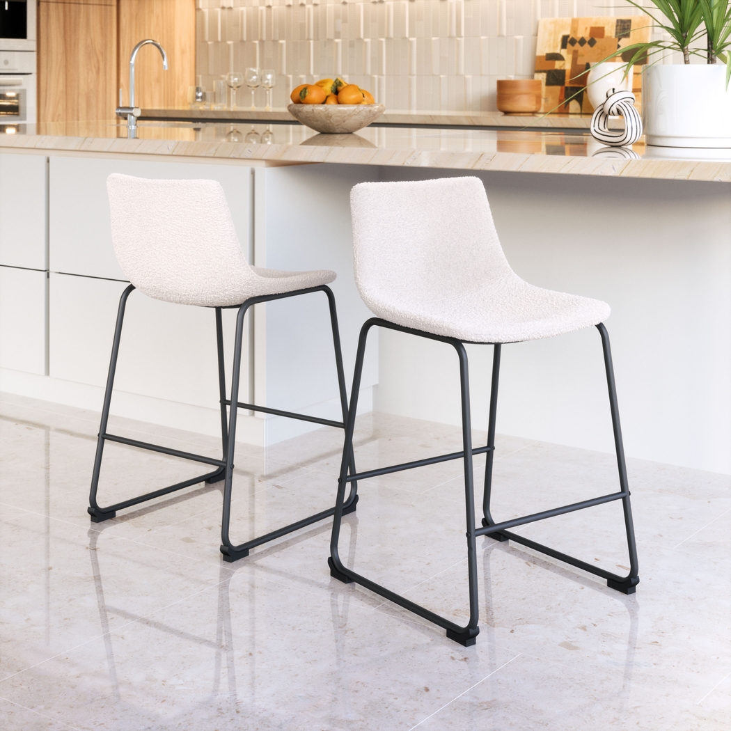 Bieless White Counter Height Stool, Set 2 - Thumbnail - Image 2