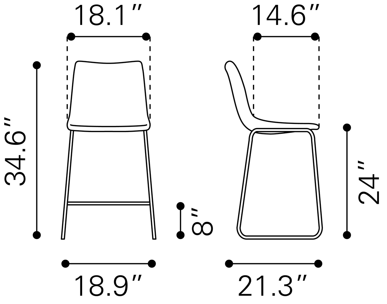 Bieless White Counter Height Stool, Set 2 - Thumbnail - Image 10