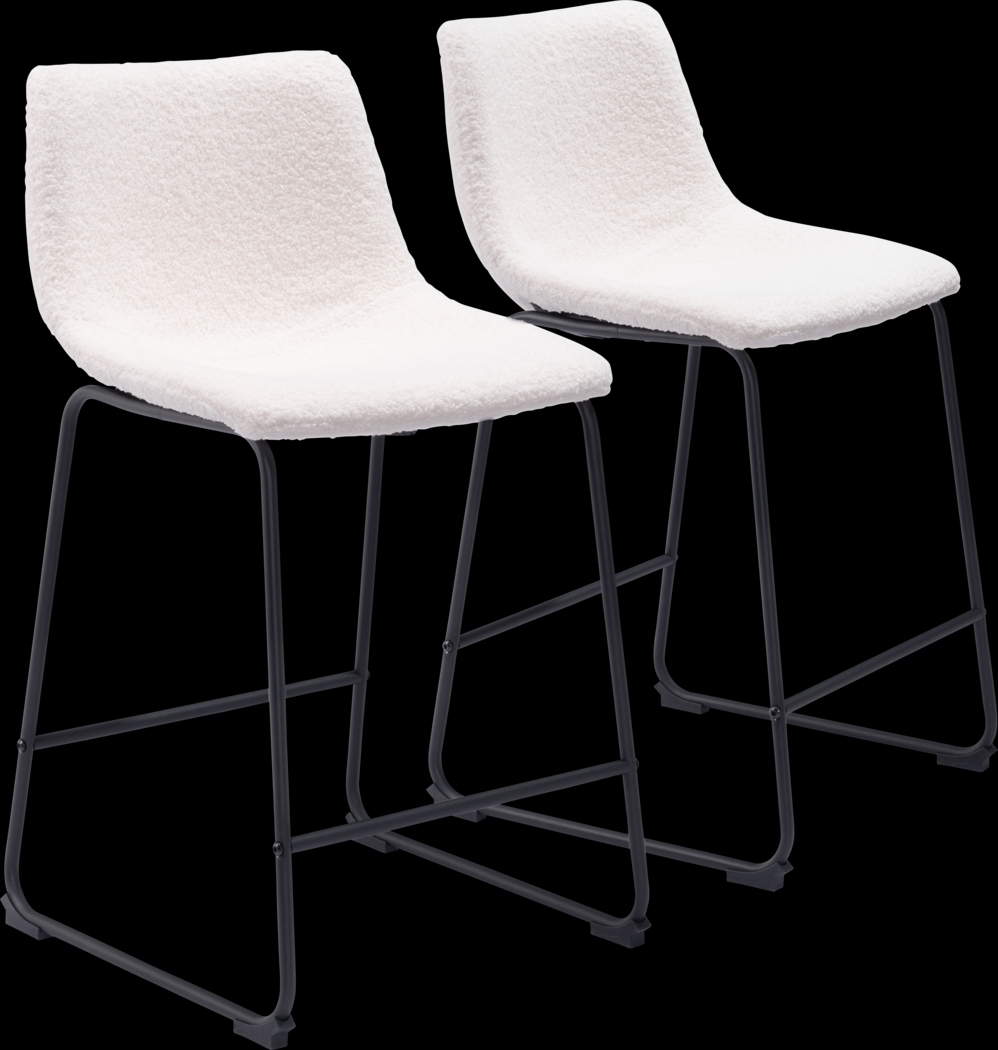 Bieless White Counter Height Stool, Set 2 - Thumbnail - Image 1