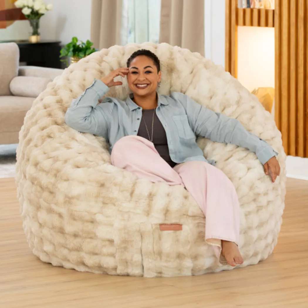 Big Snuggler Cream Bean Bag Lounger - Thumbnail - Image 4