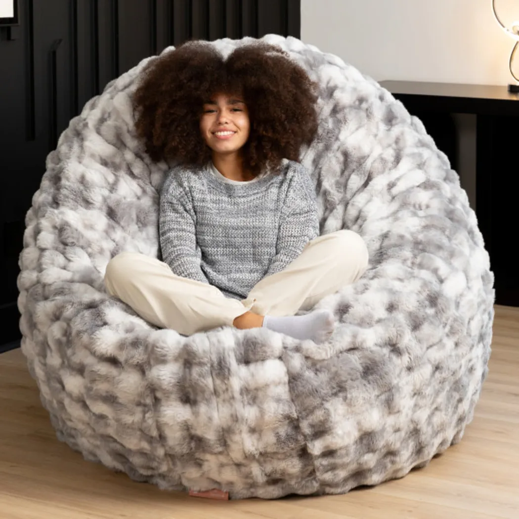 Big Snuggler Gray Bean Bag Lounger - Thumbnail - Image 6