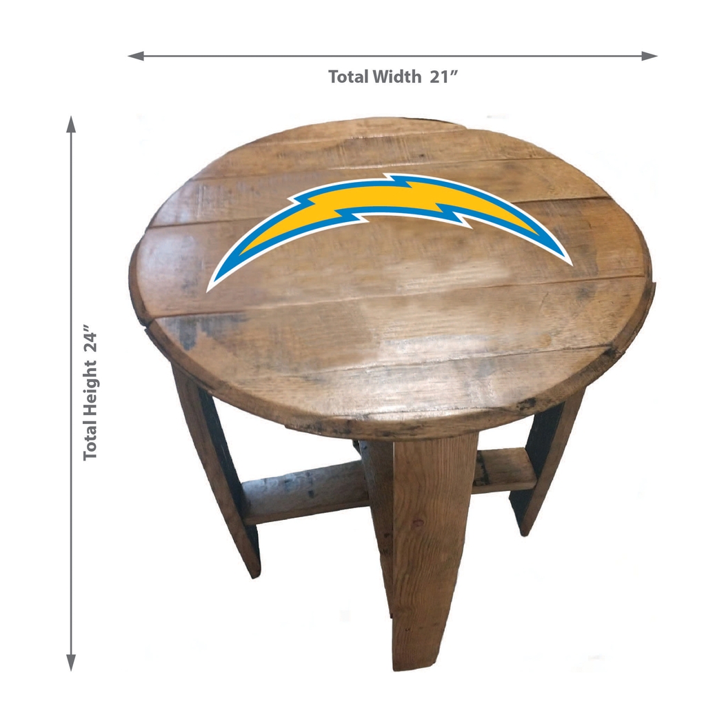 Big Team NFL Los Angeles Chargers Brown End Table - Thumbnail - Image 3