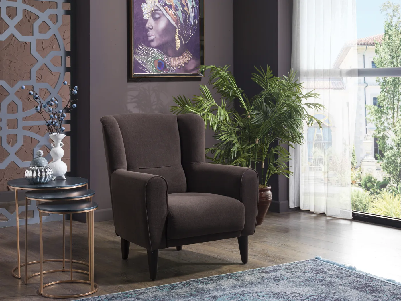 Bilings Dark Brown Accent Chair - Thumbnail - Image 4