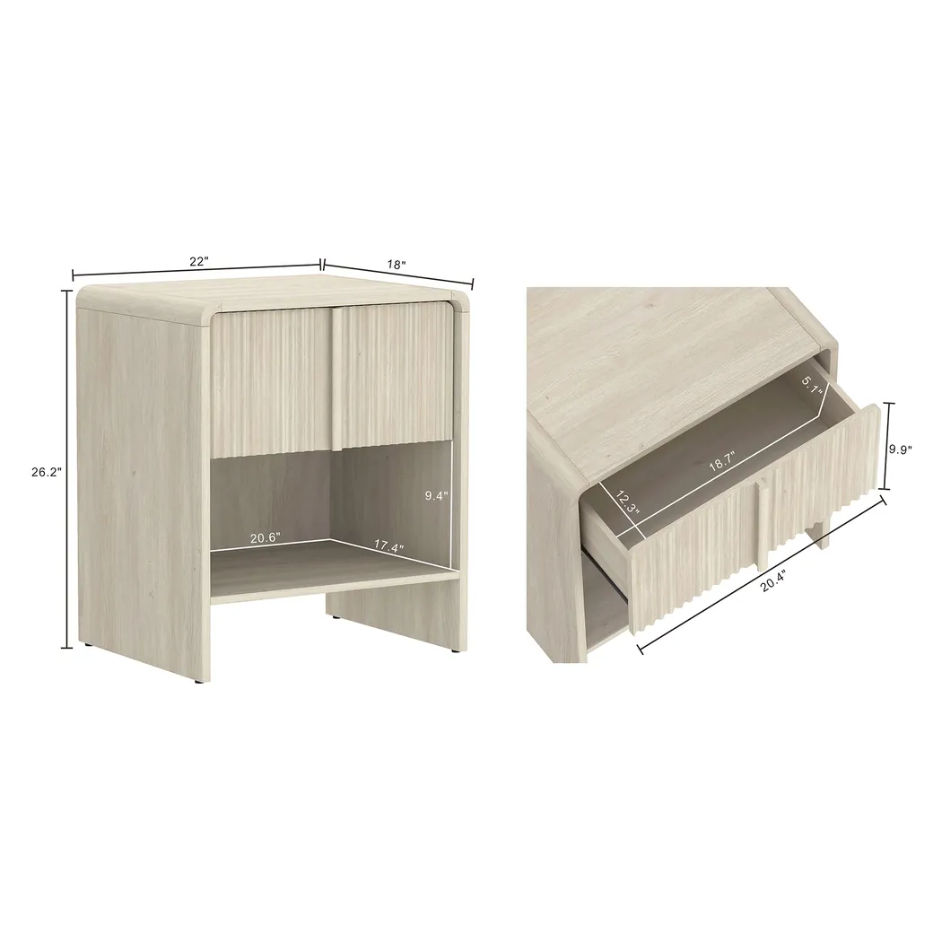 Bilwu I Washed White Nightstand - Thumbnail - Image 6
