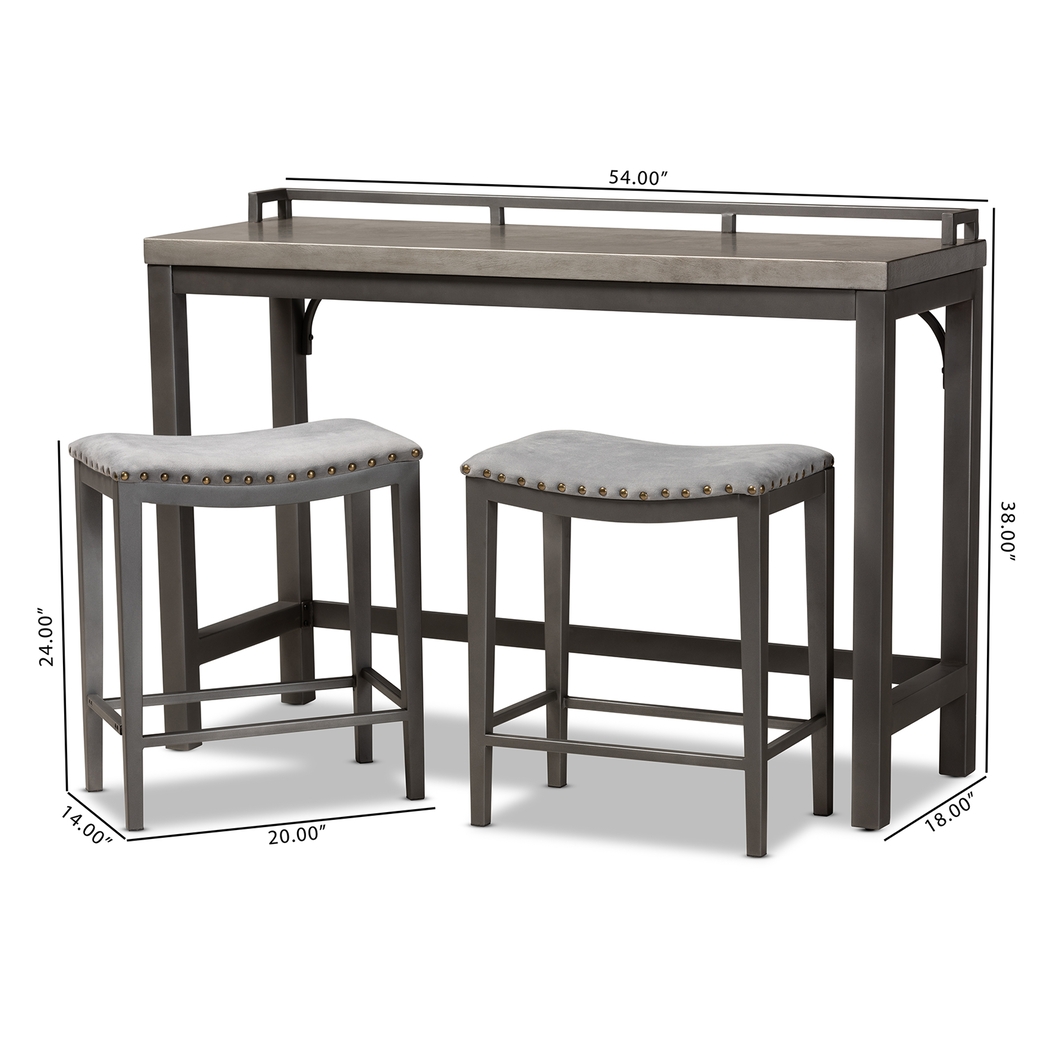 Bilyeu Gray 3 Pc Counter Height Table Set - Thumbnail - Image 8