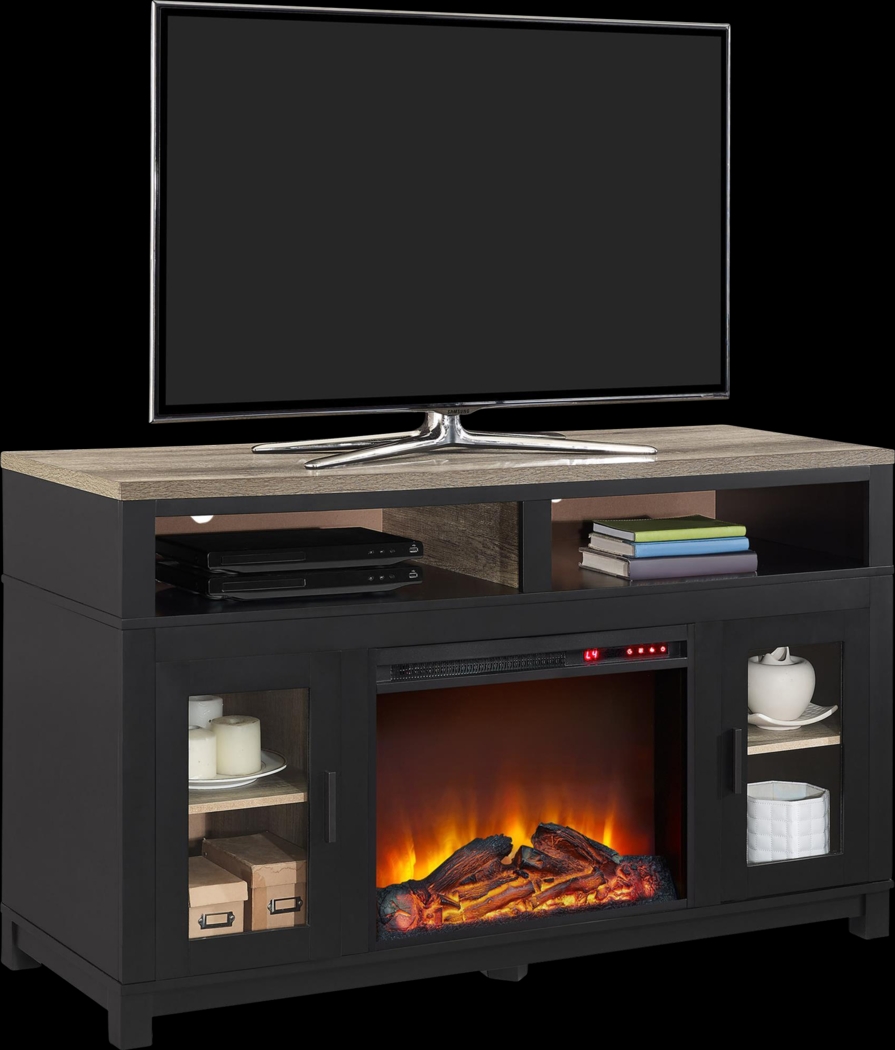 Bingen Black 54 in. Console with Electric Fireplace - Thumbnail - Image 2