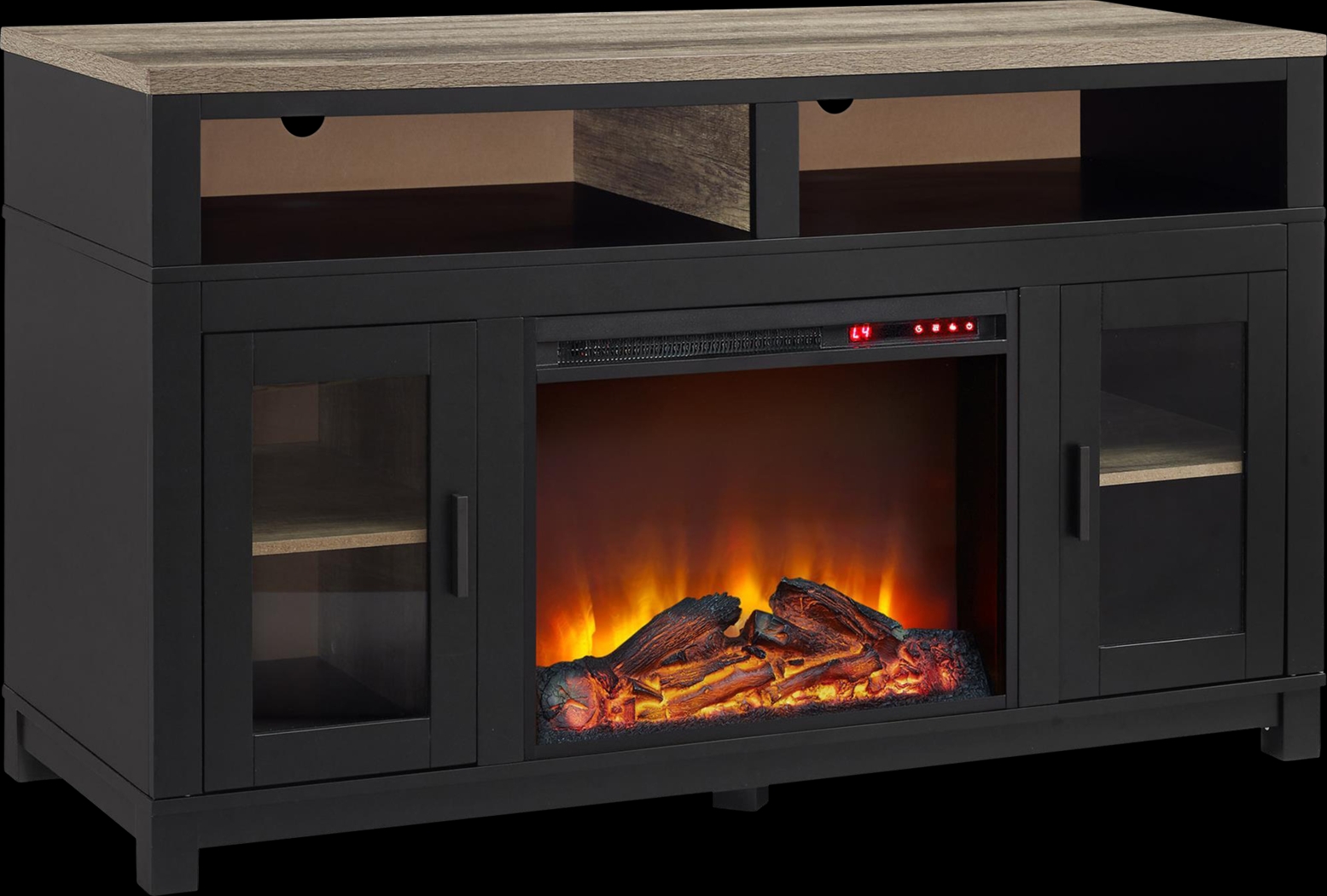 Bingen Black 54 in. Console with Electric Fireplace - Thumbnail - Image 1