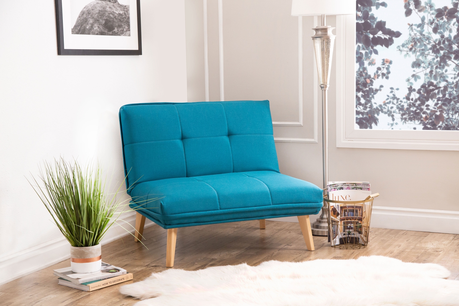 Binney Teal Convertible Chair - Thumbnail - Image 2