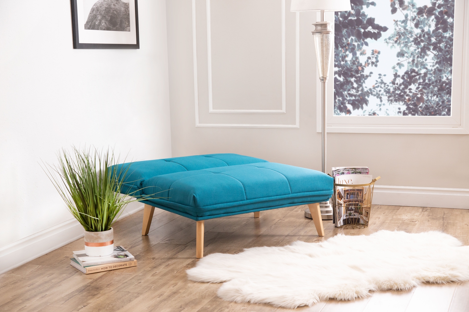 Binney Teal Convertible Chair - Thumbnail - Image 3