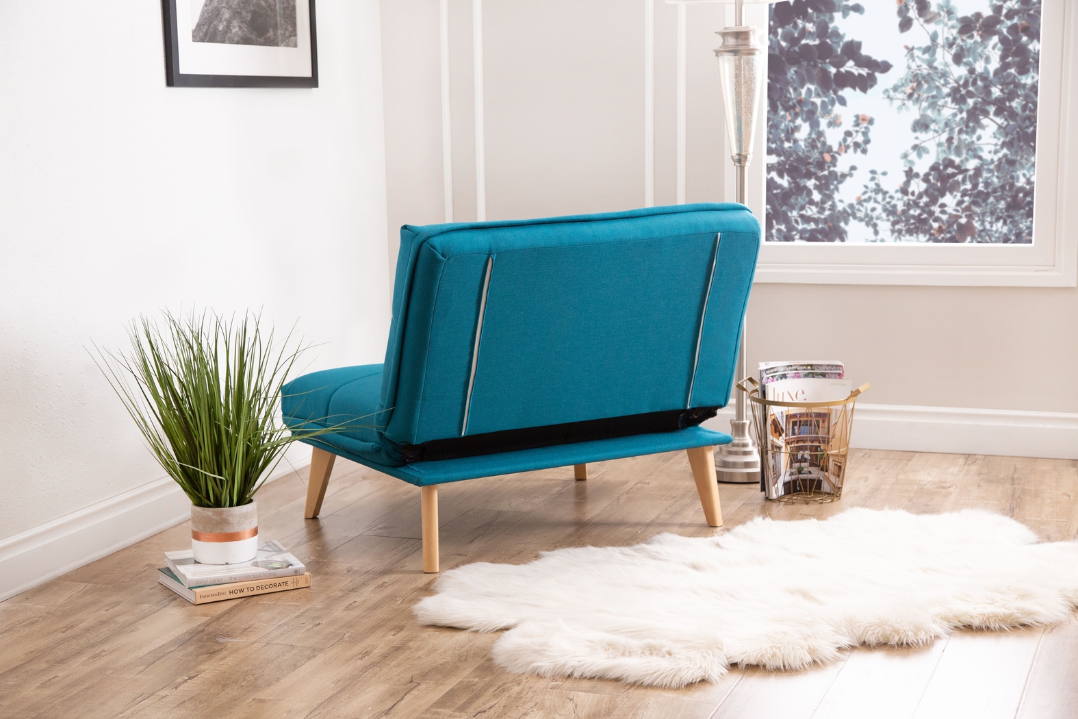 Binney Teal Convertible Chair - Thumbnail - Image 4