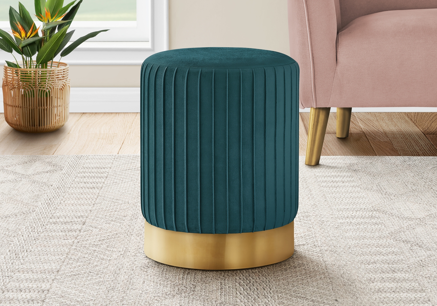 Binnicker Turquoise Ottoman - Thumbnail - Image 2