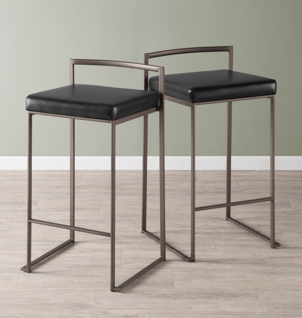 Birdlake I Black Counter Height Stool, Set of 3 - Thumbnail - Image 2