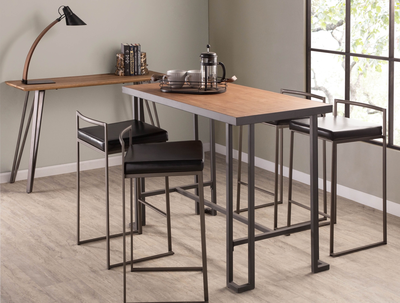 Birdlake I Black Counter Height Stool, Set of 3 - Thumbnail - Image 3