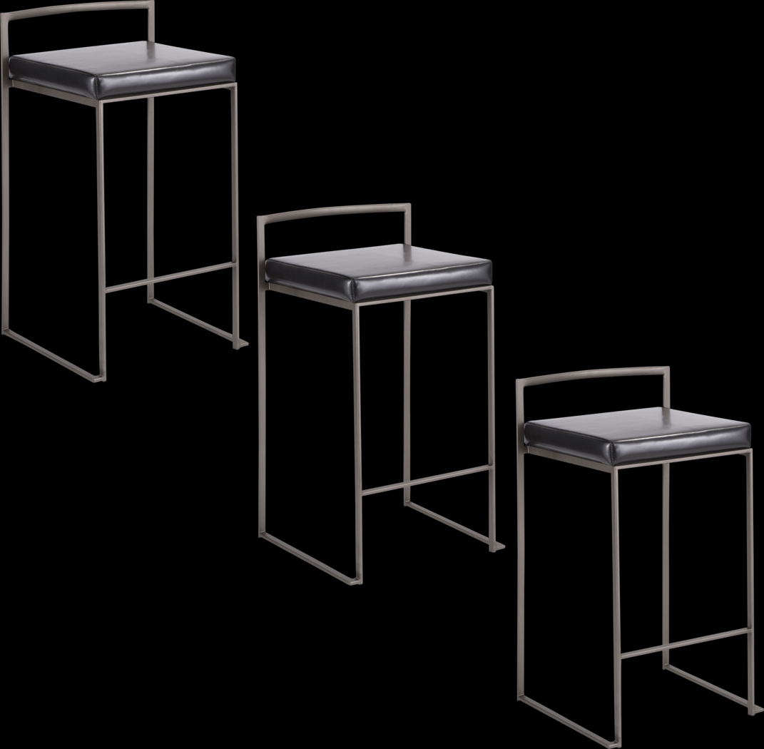 Birdlake I Black Counter Height Stool, Set of 3 - Thumbnail - Image 1