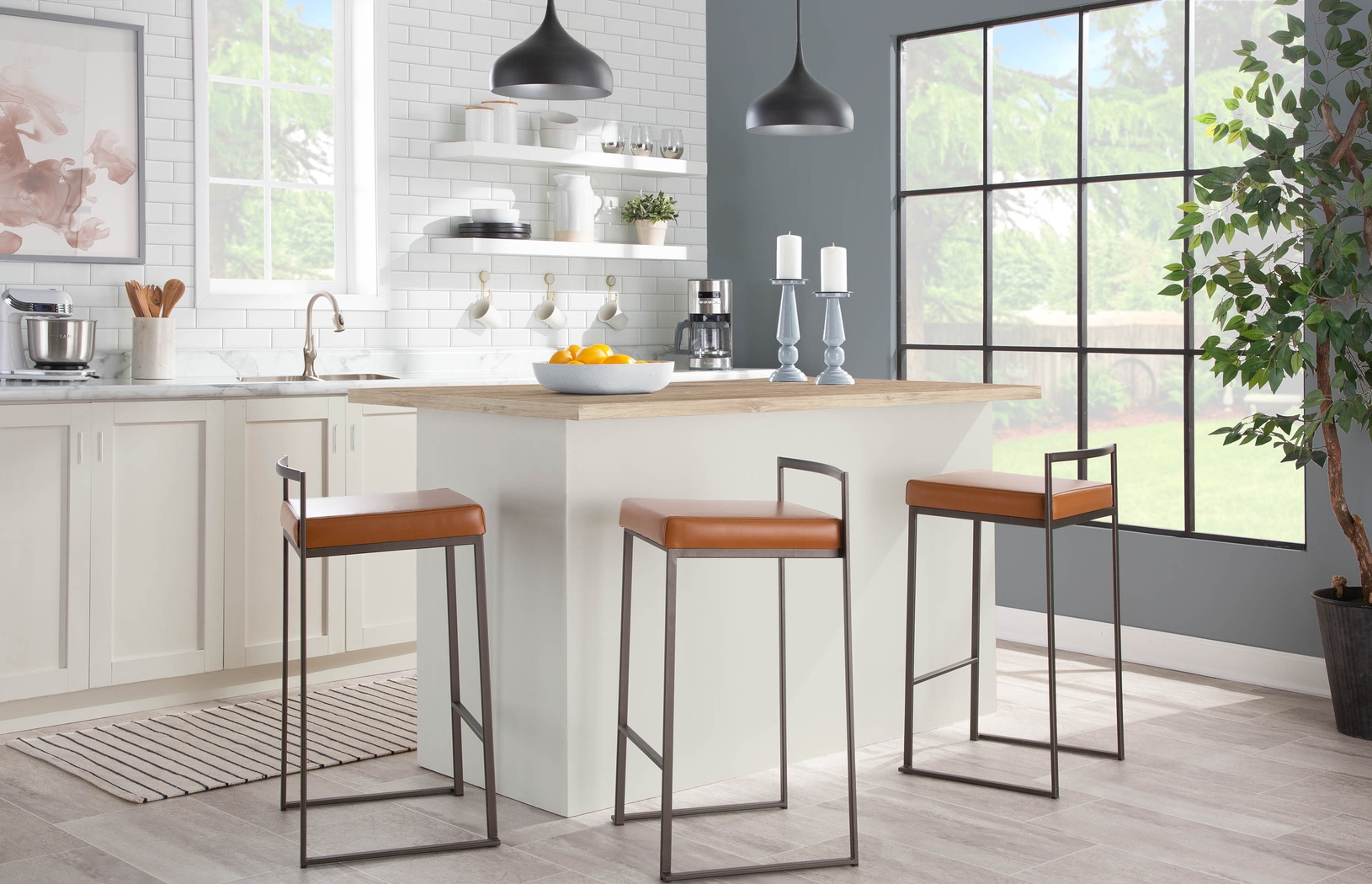 Birdlake I Camel Counter Height Stool, Set of 2 - Thumbnail - Image 8