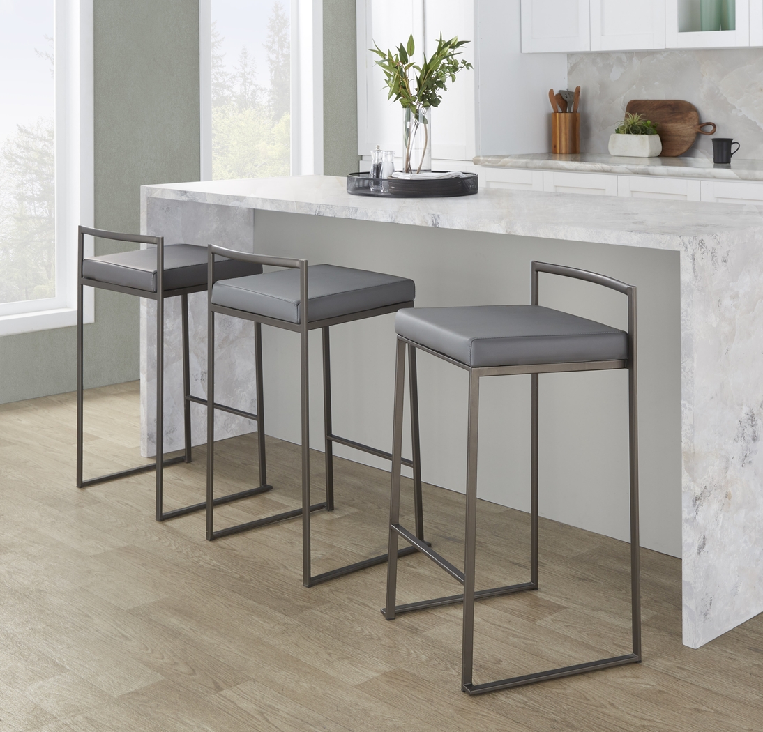 Birdlake I Gray Counter Height Stool, Set of 3 - Thumbnail - Image 3