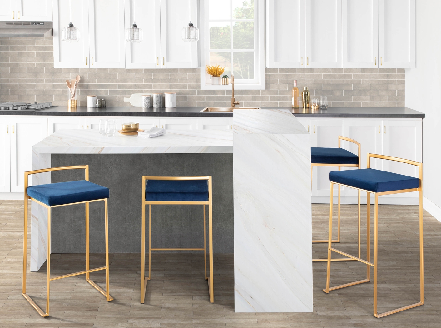 Birdlake II Blue Barstool, Set of 3 - Thumbnail - Image 3