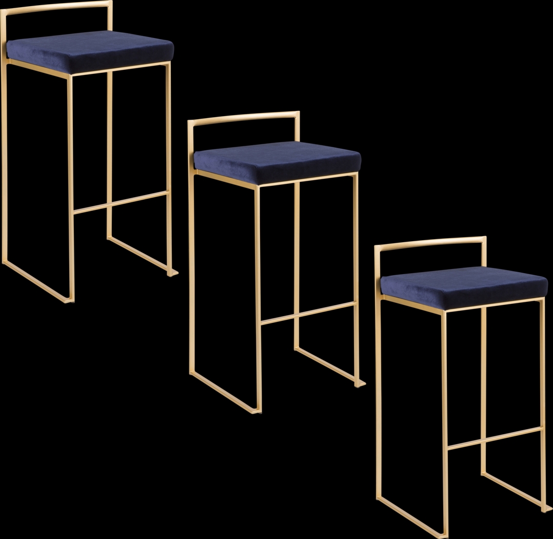 Birdlake II Blue Barstool, Set of 3 - Thumbnail - Image 1