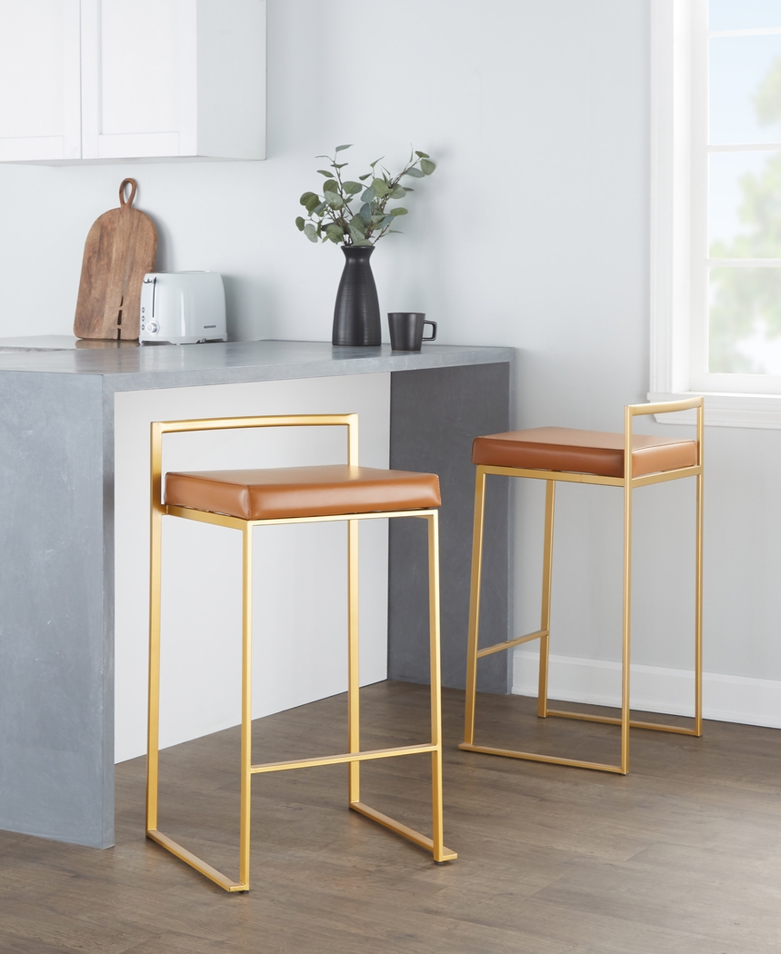 Birdlake II Camel Counter Height Stool, Set of 3 - Thumbnail - Image 2