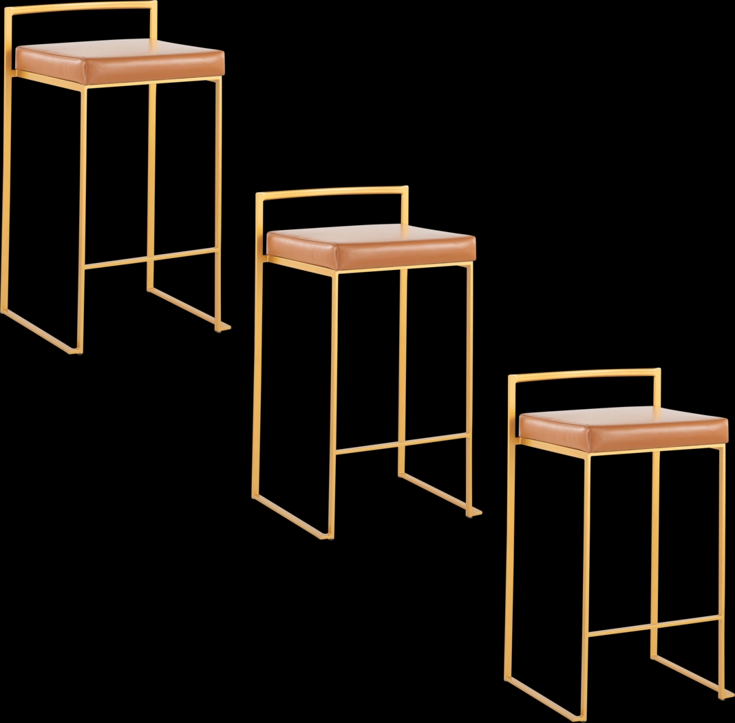 Birdlake II Camel Counter Height Stool, Set of 3 - Thumbnail - Image 1