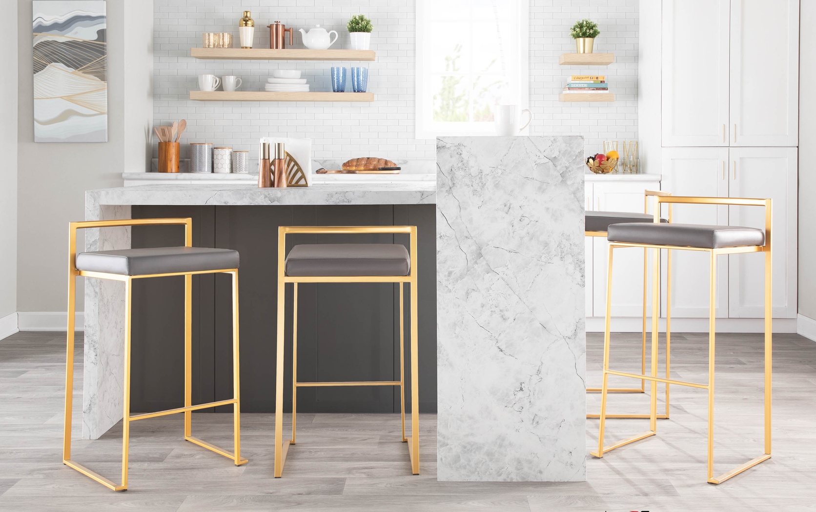 Birdlake II Gray Counter Height Stool, Set of 3 - Thumbnail - Image 4