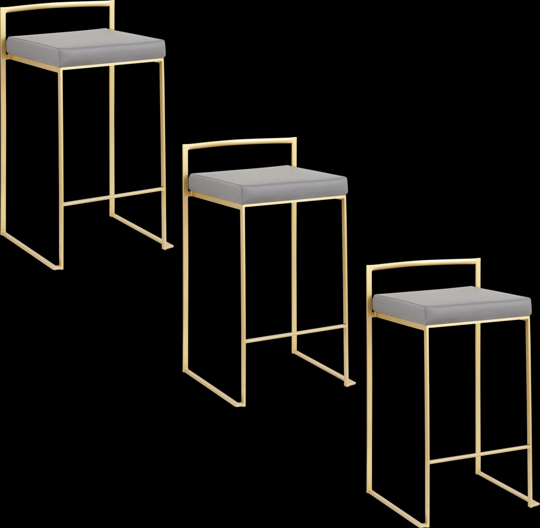 Birdlake II Gray Counter Height Stool, Set of 3 - Thumbnail - Image 1