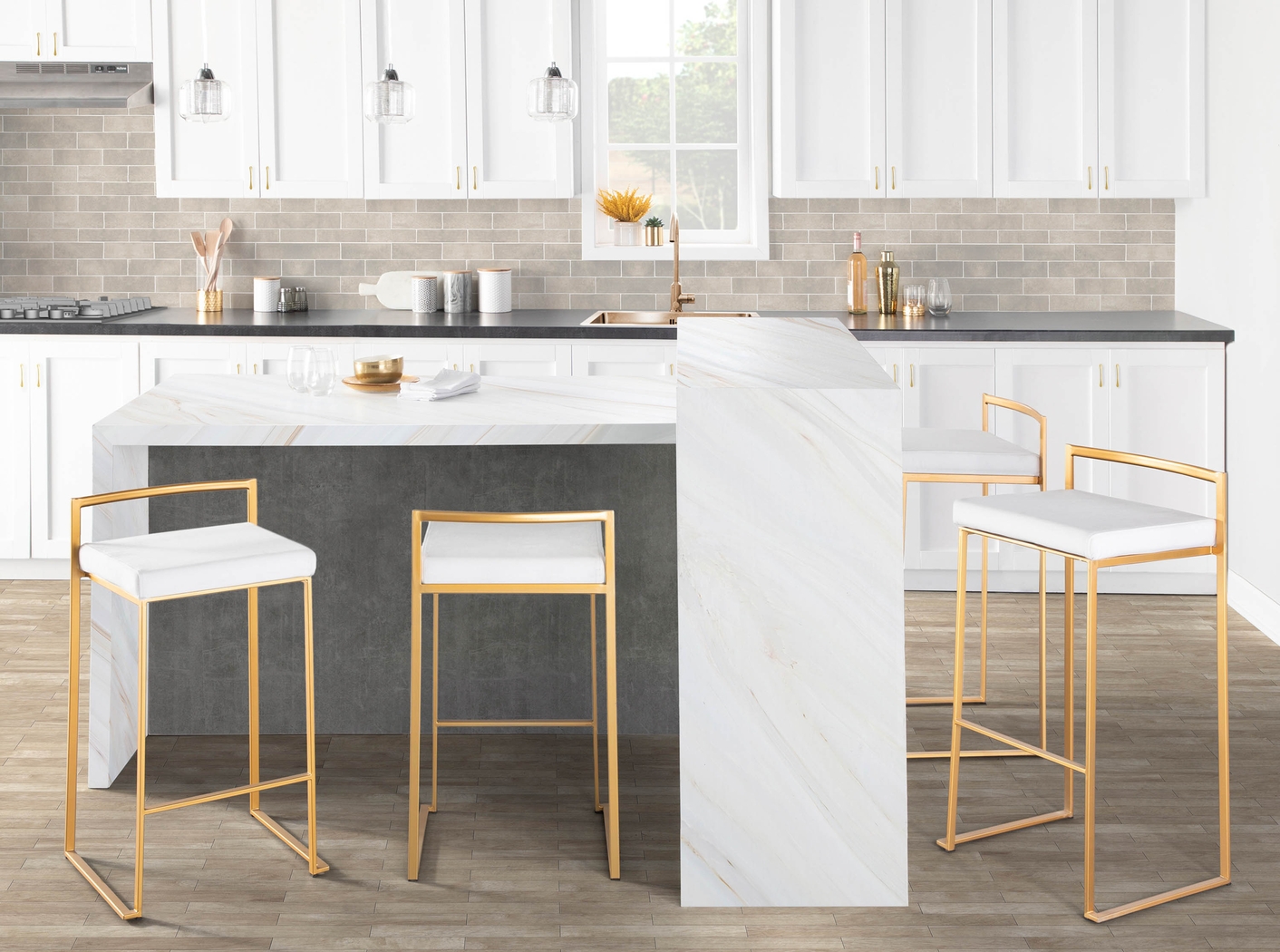 Birdlake II White Barstool, Set of 3 - Thumbnail - Image 2