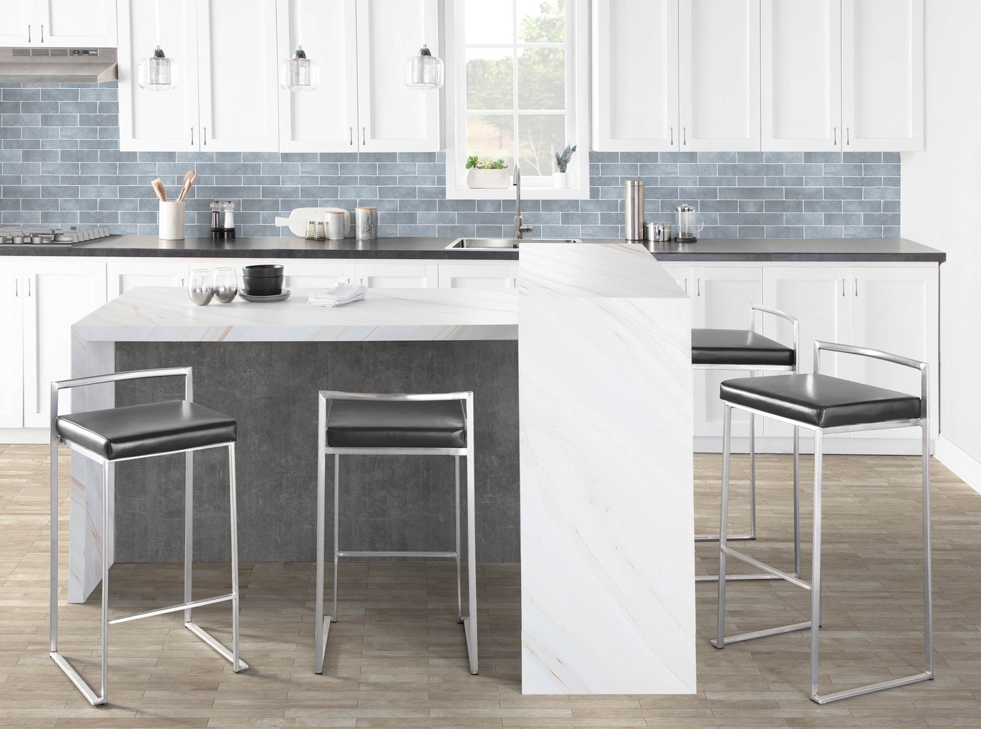 Birdlake IV Black Barstool, Set of 2 - Thumbnail - Image 4