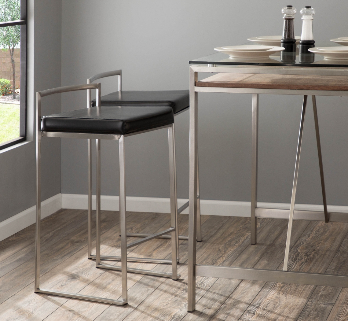 Birdlake IV Black Counter Height Stool, Set of 2 - Thumbnail - Image 2