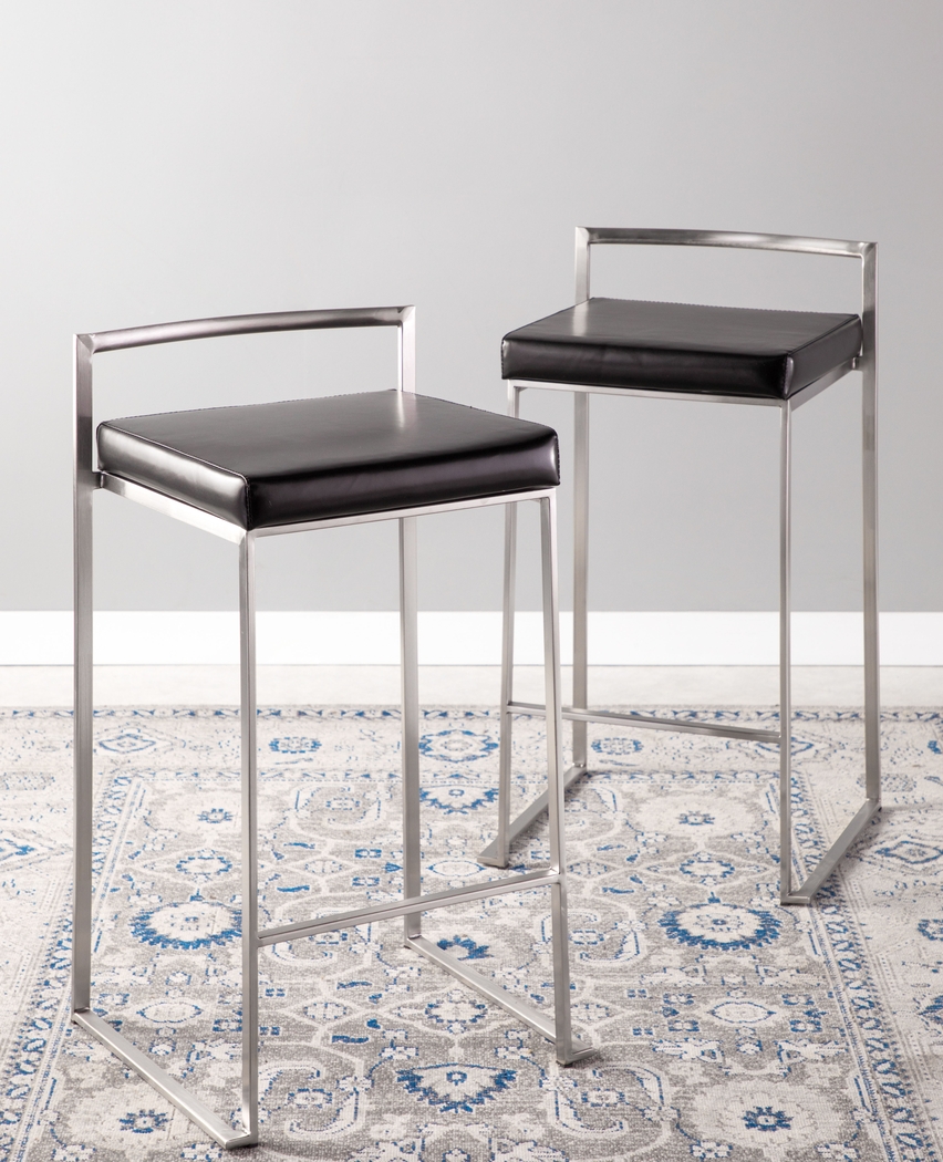 Birdlake IV Black Counter Height Stool, Set of 2 - Thumbnail - Image 4