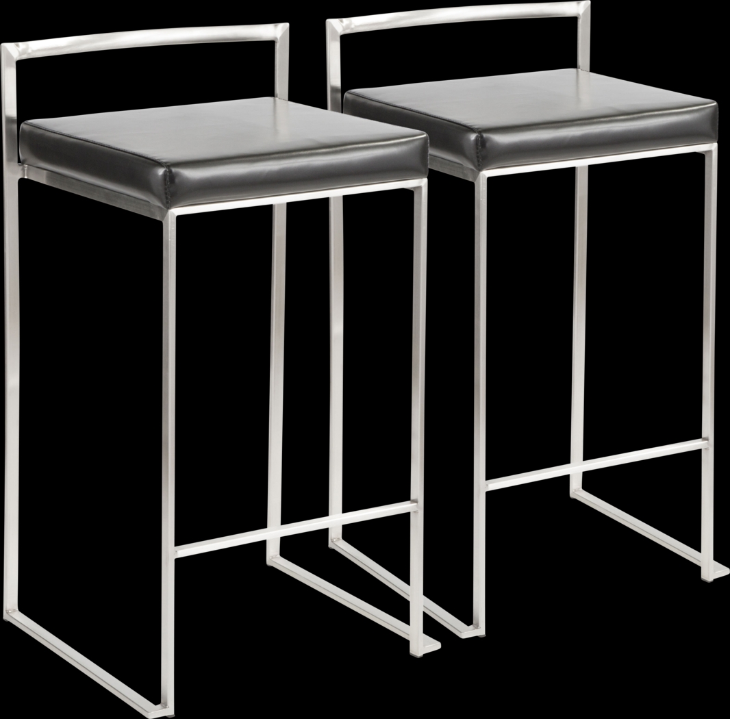 Birdlake IV Black Counter Height Stool, Set of 2 - Thumbnail - Image 1
