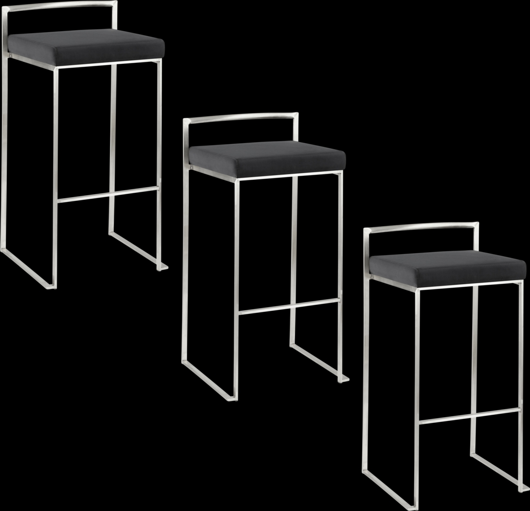 Birdlake IV Blue Barstool, Set of 3 - Thumbnail - Image 1