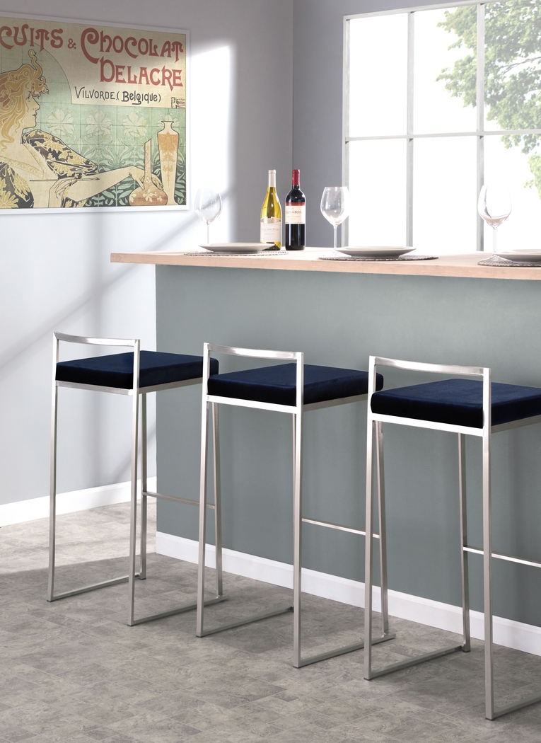 Birdlake IV Blue Barstool, Set of 3 - Thumbnail - Image 2