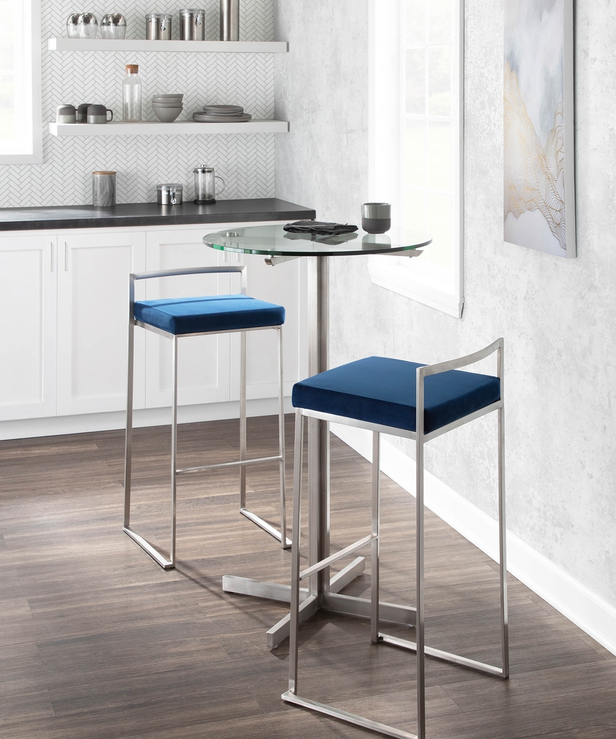 Birdlake IV Blue Barstool, Set of 3 - Thumbnail - Image 3