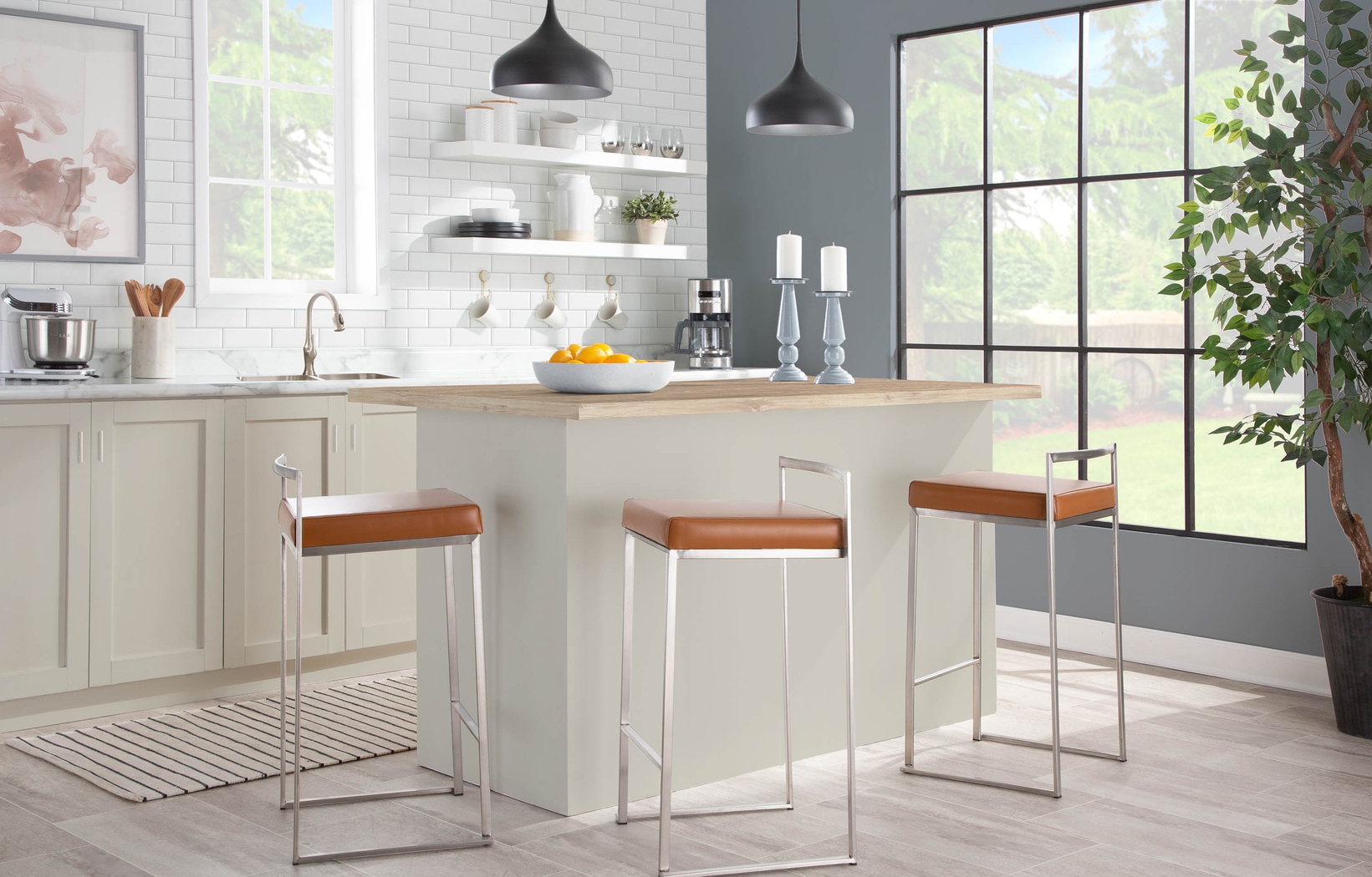 Birdlake IV Camel Counter Height Stool, Set of 2 - Thumbnail - Image 8