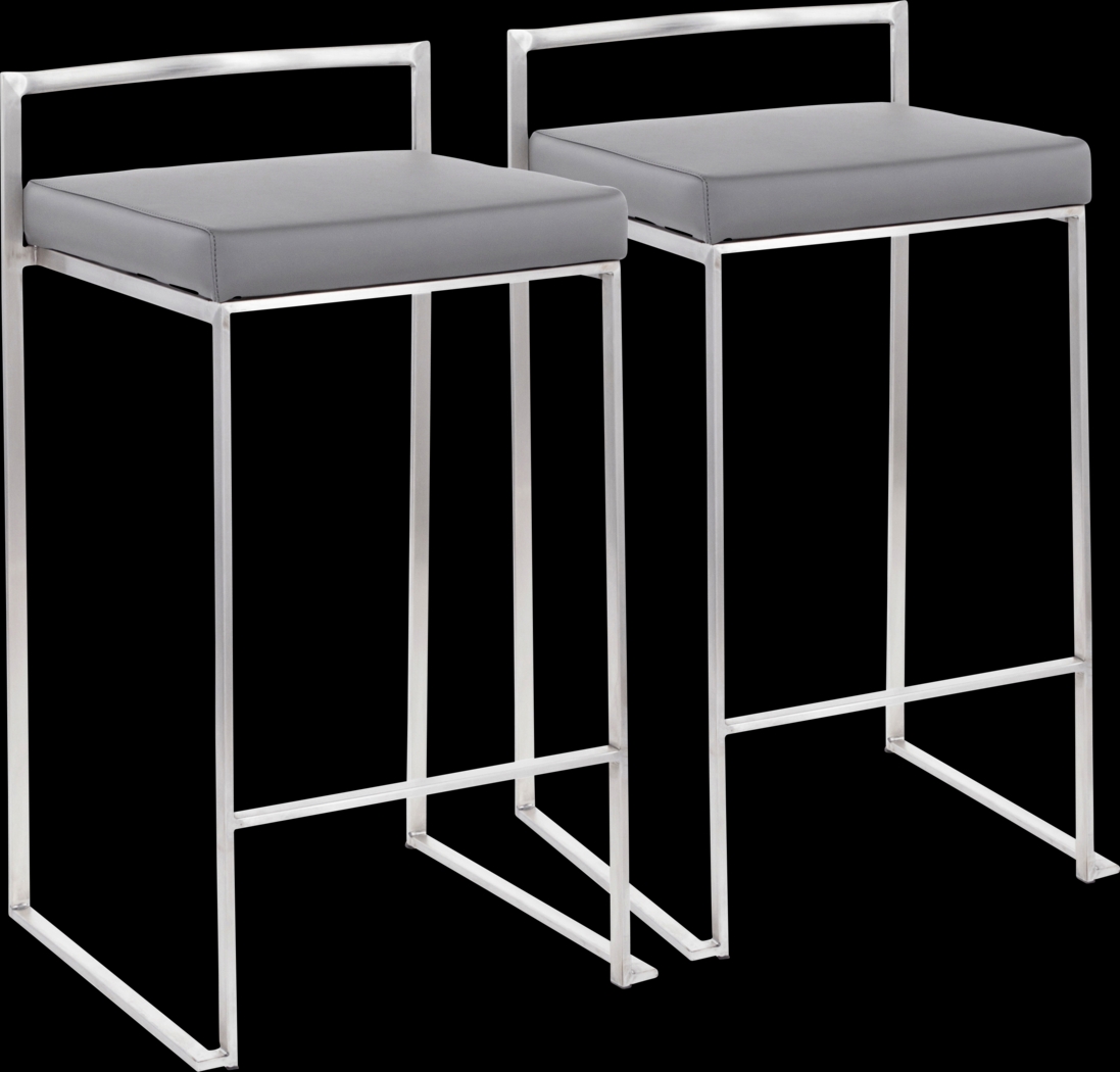 Birdlake IV Gray Counter Height Stool, Set of 2 - Thumbnail - Image 1