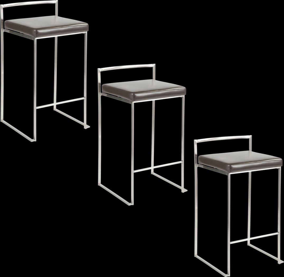 Birdlake IV Gray Counter Height Stool, Set of 3 - Thumbnail - Image 1