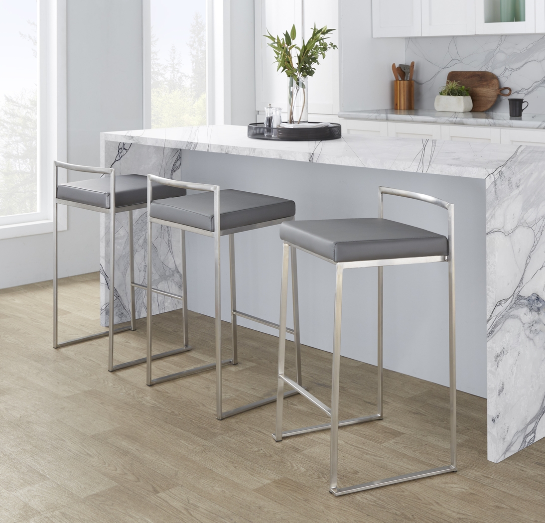 Birdlake IV Gray Counter Height Stool, Set of 3 - Thumbnail - Image 3