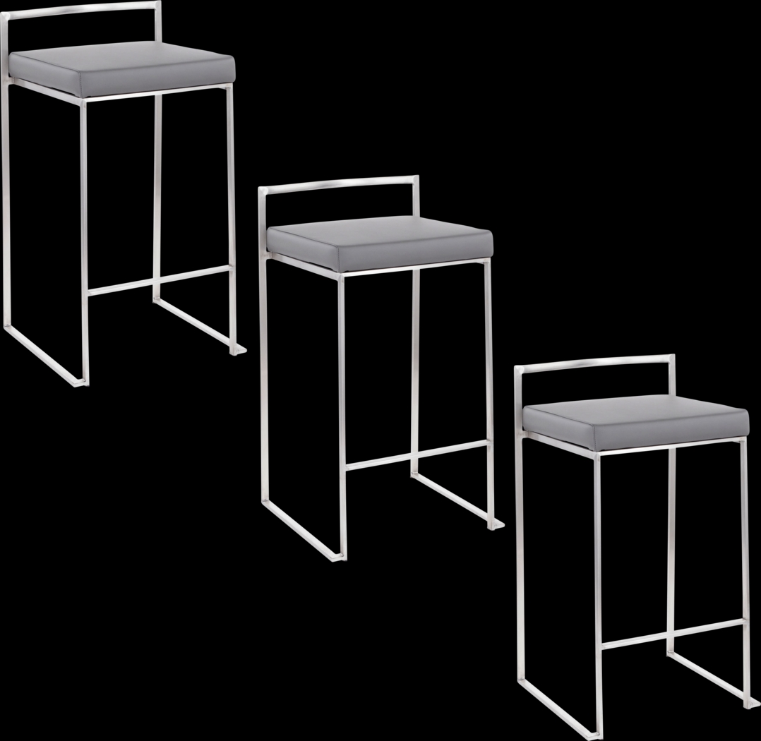 Birdlake IV Gray Counter Height Stool, Set of 3 - Thumbnail - Image 1