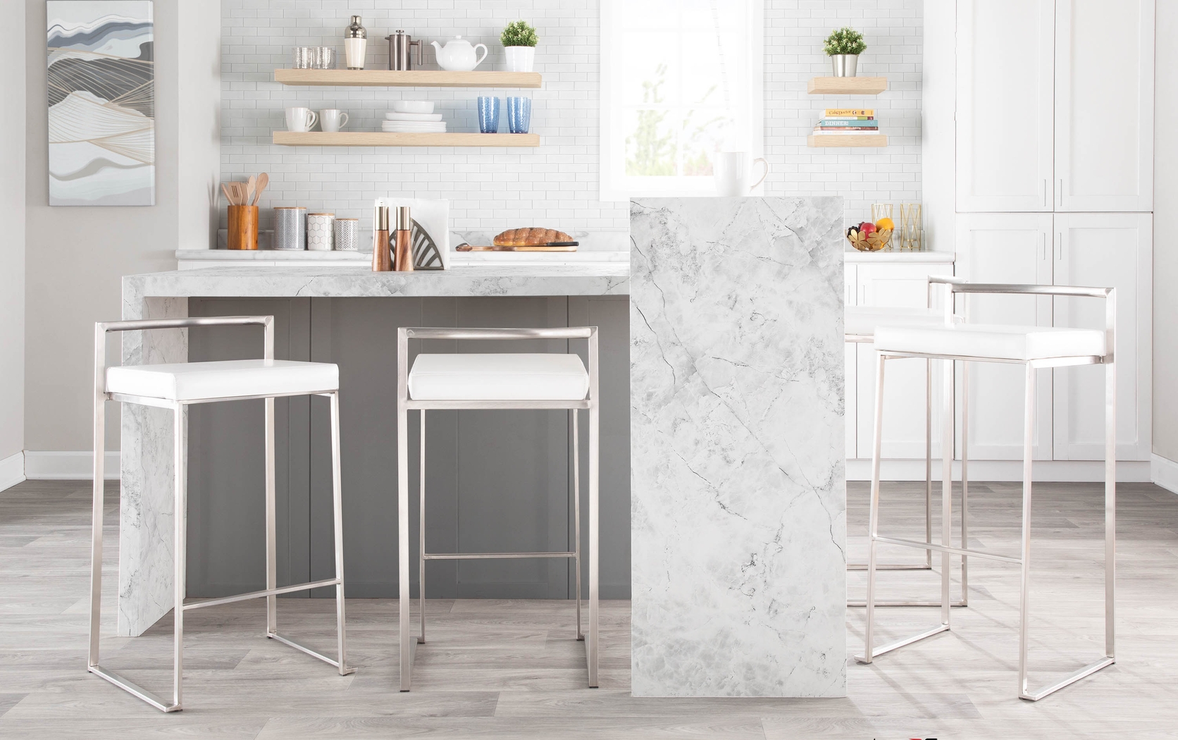 Birdlake IV White Barstool, Set of 2 - Thumbnail - Image 5