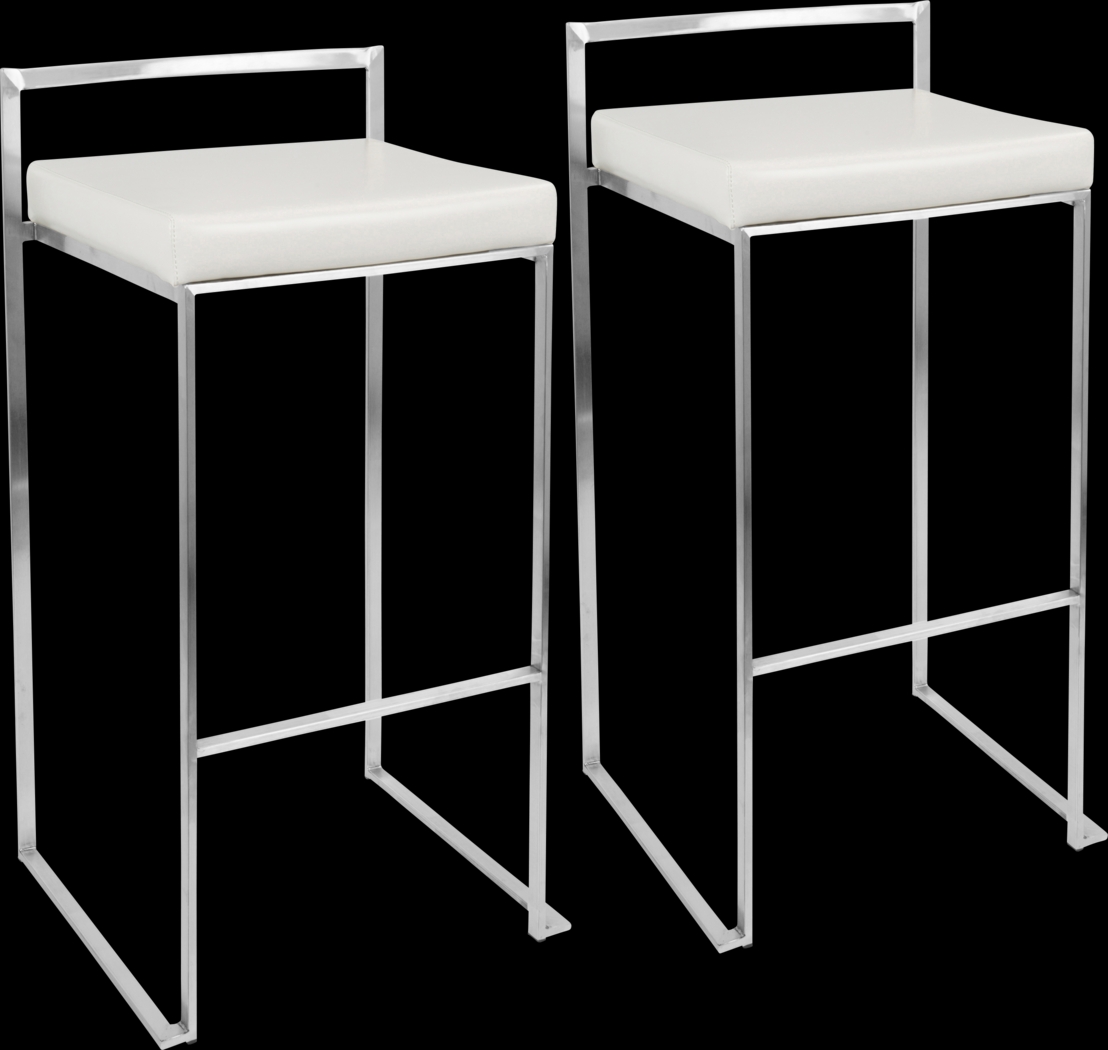 Birdlake IV White Barstool, Set of 2 - Thumbnail - Image 1