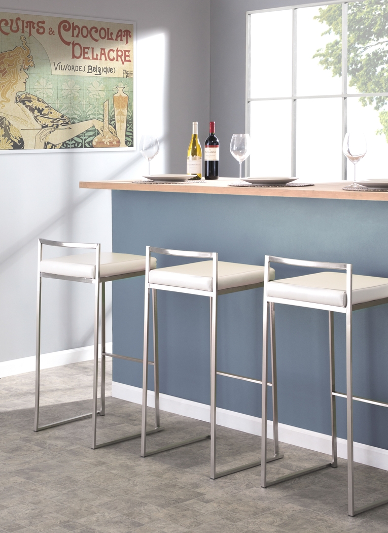 Birdlake IV White Barstool, Set of 3 - Thumbnail - Image 2