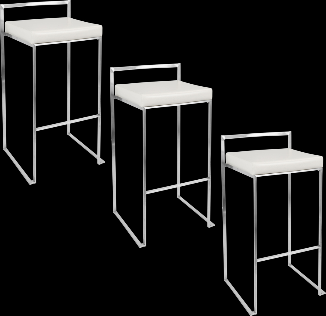 Birdlake IV White Barstool, Set of 3 - Thumbnail - Image 1