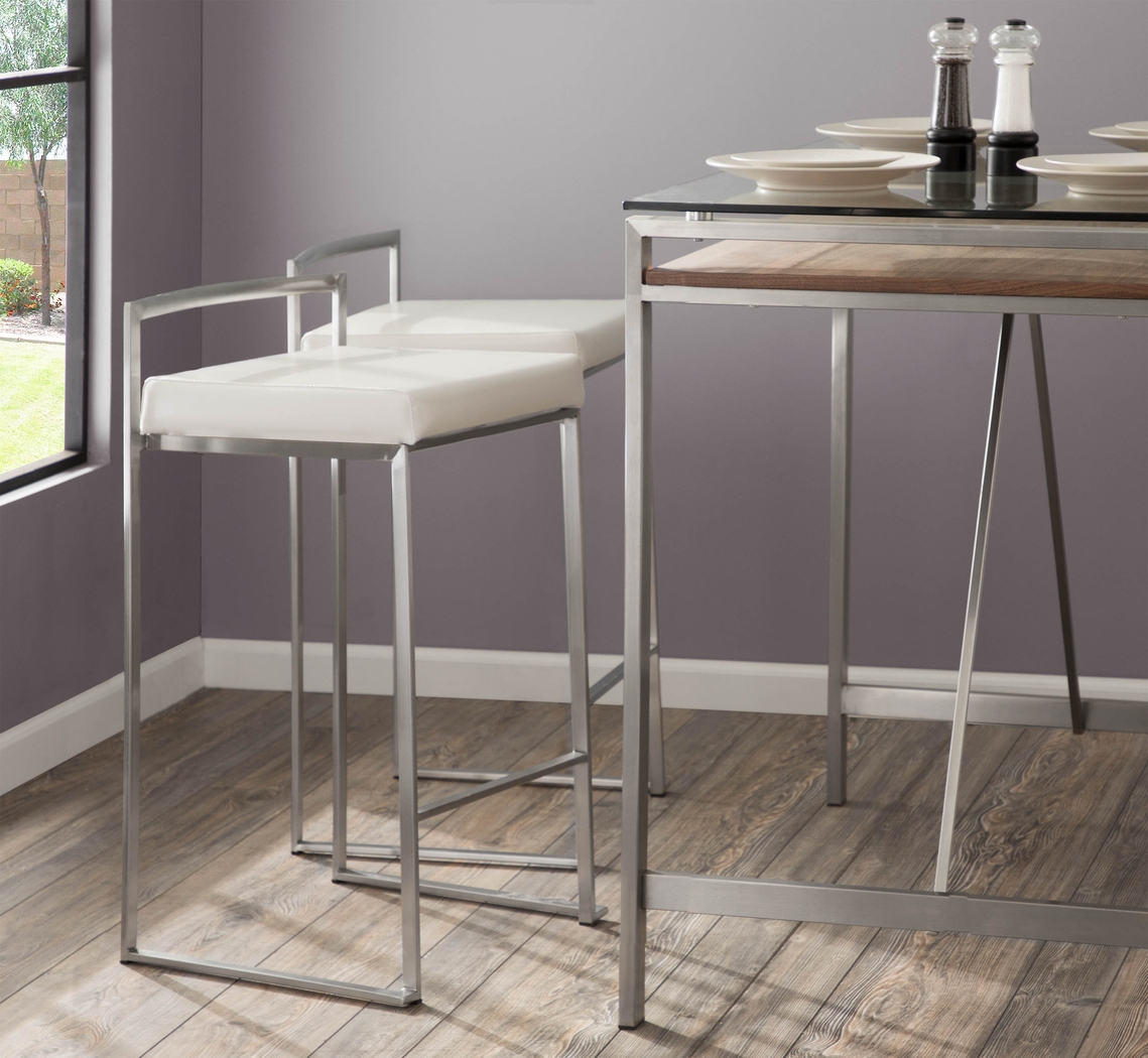 Birdlake IV White Counter Height Stool, Set of 2 - Thumbnail - Image 2
