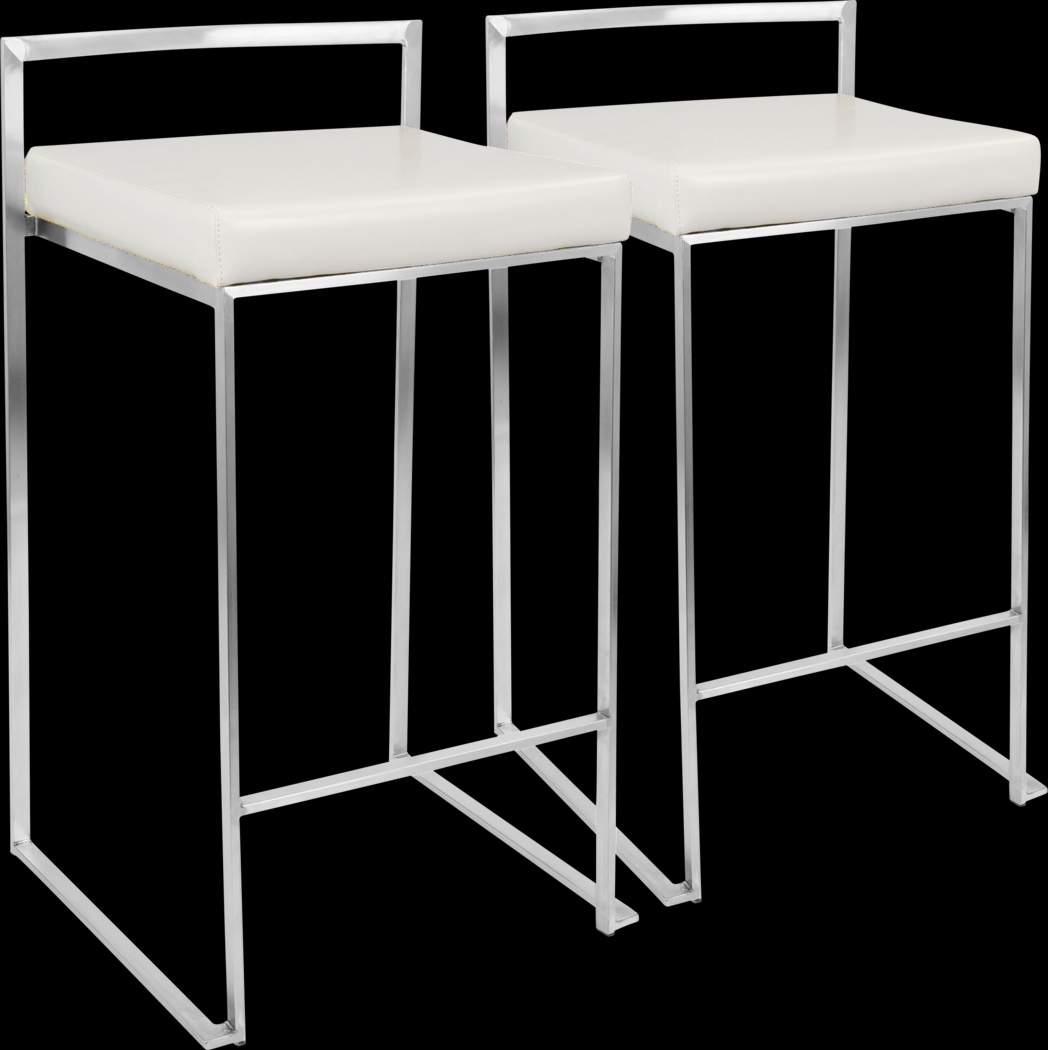 Birdlake IV White Counter Height Stool, Set of 2 - Thumbnail - Image 1