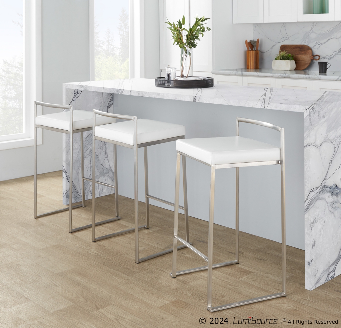 Birdlake IV White Counter Height Stool, Set of 3 - Thumbnail - Image 4